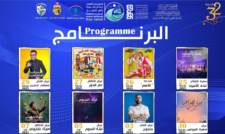 بنزرت.. اليوم انطلاق الدورة 32 لمهرجان حسان بلخوجة رأس الجبل